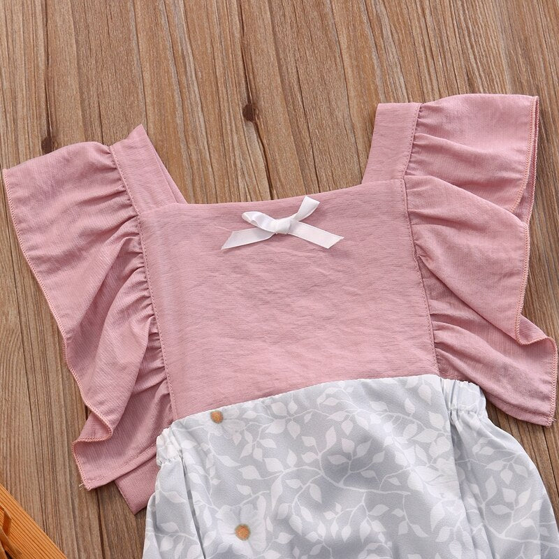 Summer Fashion Cute Infant Baby Girls Floral Sleeveless  Bodysuit Cotton Jumpsuit Playsuit Clothes Outfits 0-24M - ebowsos