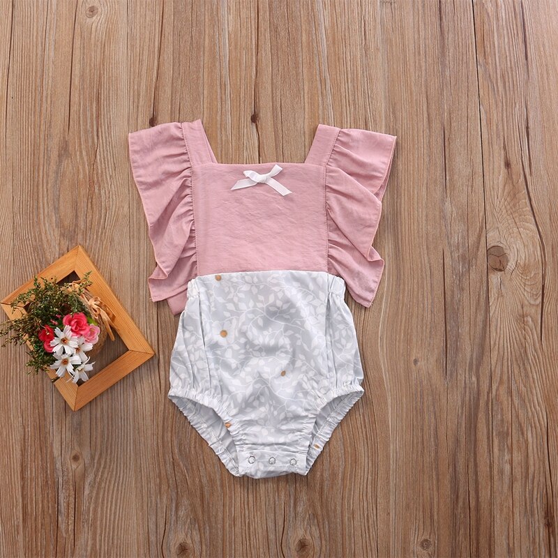 Summer Fashion Cute Infant Baby Girls Floral Sleeveless  Bodysuit Cotton Jumpsuit Playsuit Clothes Outfits 0-24M - ebowsos