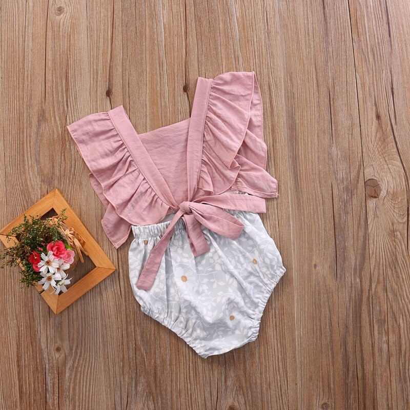 Summer Fashion Cute Infant Baby Girls Floral Sleeveless  Bodysuit Cotton Jumpsuit Playsuit Clothes Outfits 0-24M - ebowsos