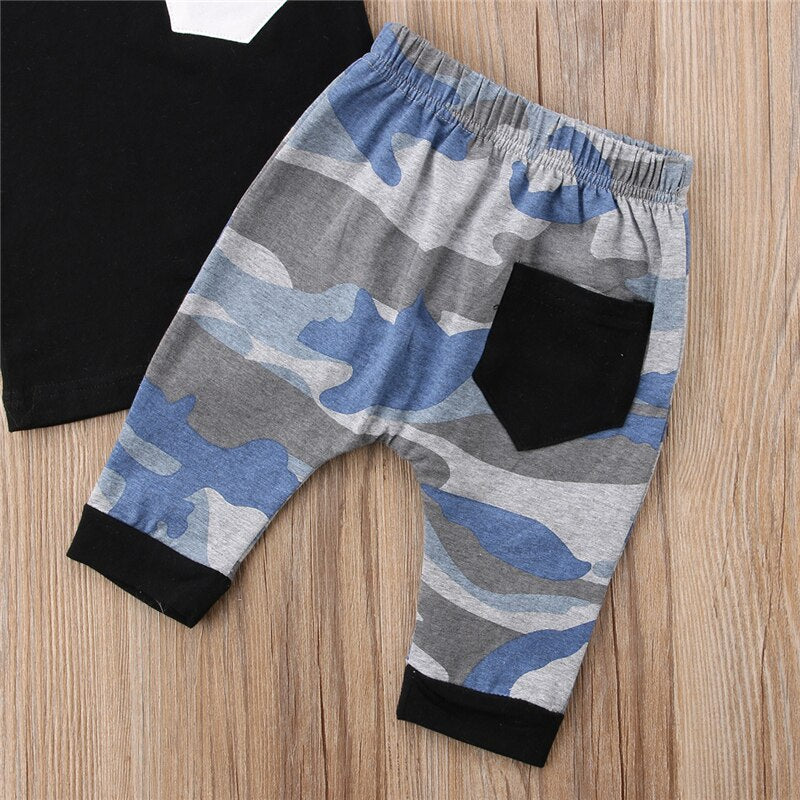 Summer Fashion Newborn Infant Clothes Set Baby Boy Girl Cotton Vest Tops+Camo Shorts Pants 2Pcs Outfits Set - ebowsos