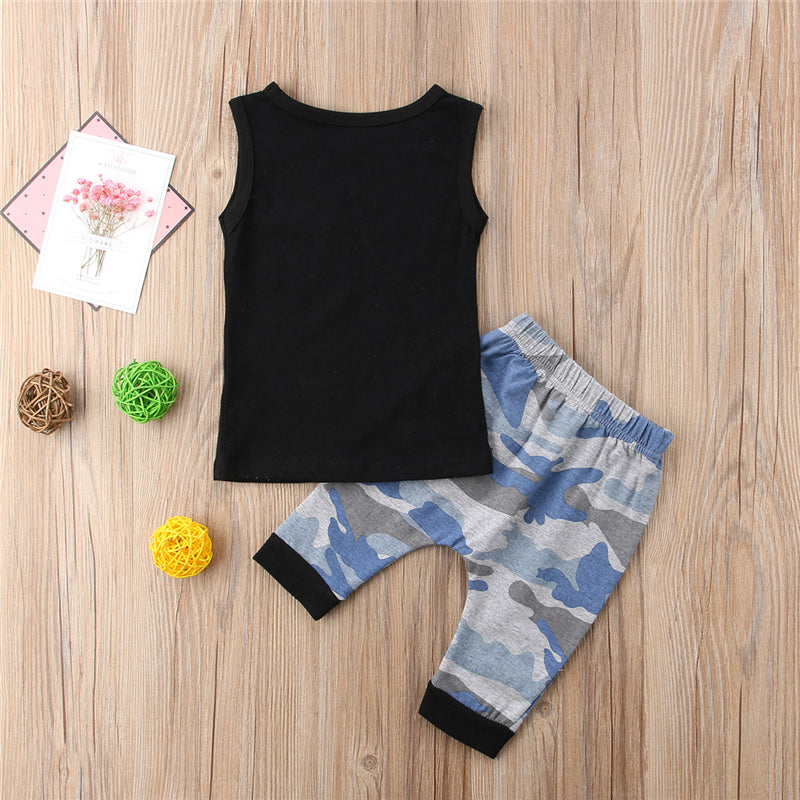 Summer Fashion Newborn Infant Clothes Set Baby Boy Girl Cotton Vest Tops+Camo Shorts Pants 2Pcs Outfits Set - ebowsos