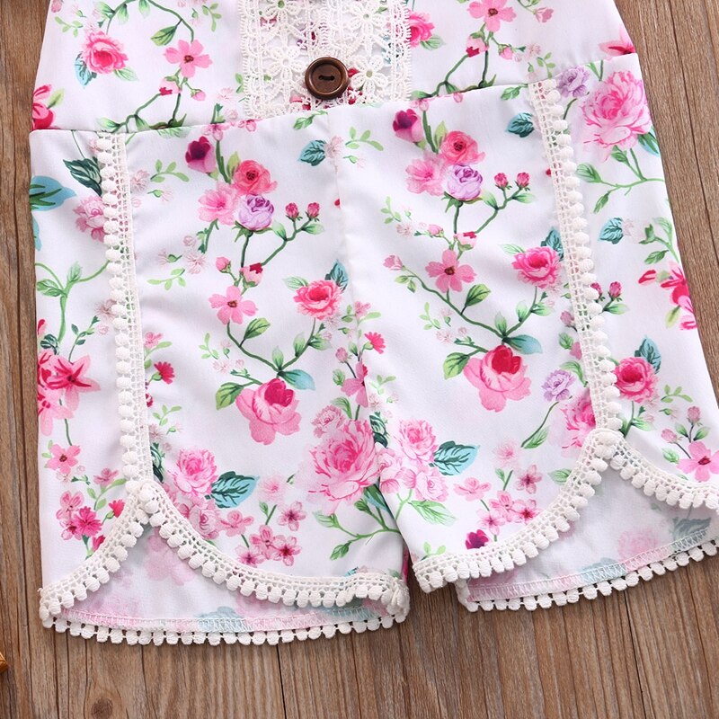 Summer Floral  Baby Girls Suit 0-4T Toddler Infant Baby Girls Romper Floral Tassels Jumpsuit Clothes - ebowsos