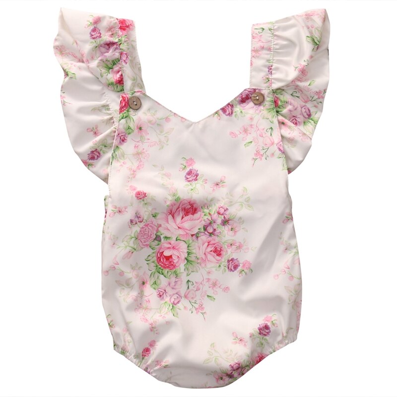 Summer Floral Girls Suit Cotton Bodysuit  Newborn Toddler Baby Girl Floral Jumpsuit Bodysuit Sunsuit Clothes - ebowsos