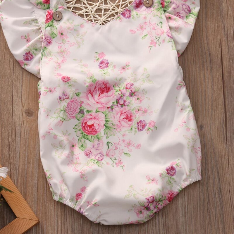 Summer Floral Girls Suit Cotton Bodysuit  Newborn Toddler Baby Girl Floral Jumpsuit Bodysuit Sunsuit Clothes - ebowsos