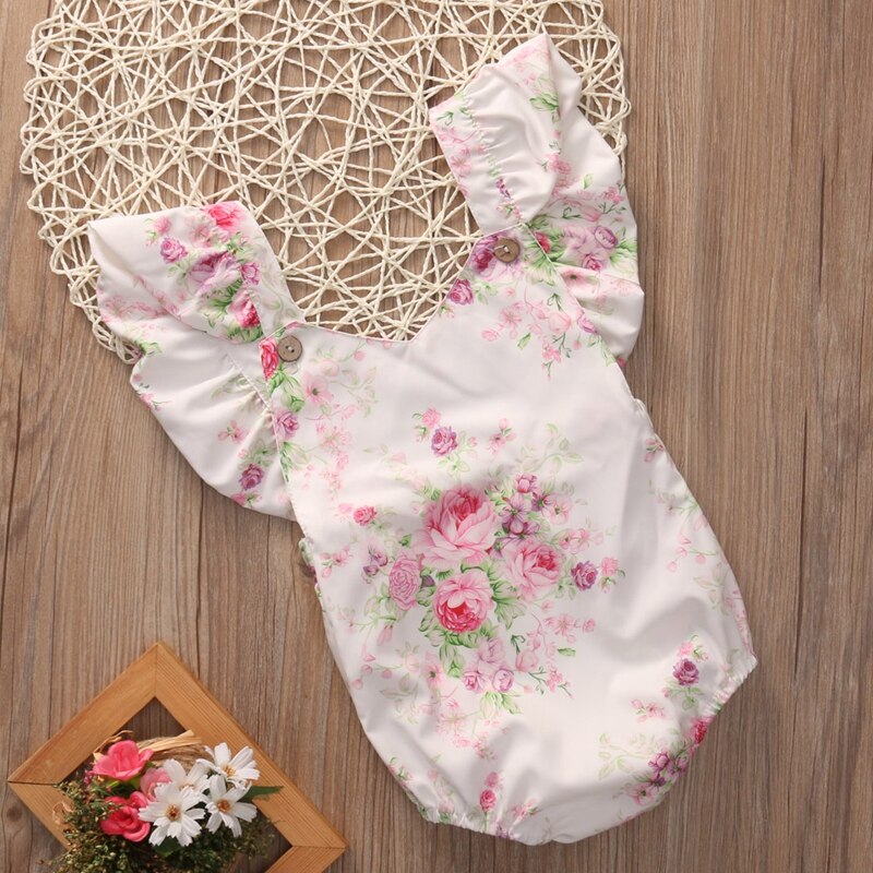 Summer Floral Girls Suit Cotton Bodysuit  Newborn Toddler Baby Girl Floral Jumpsuit Bodysuit Sunsuit Clothes - ebowsos