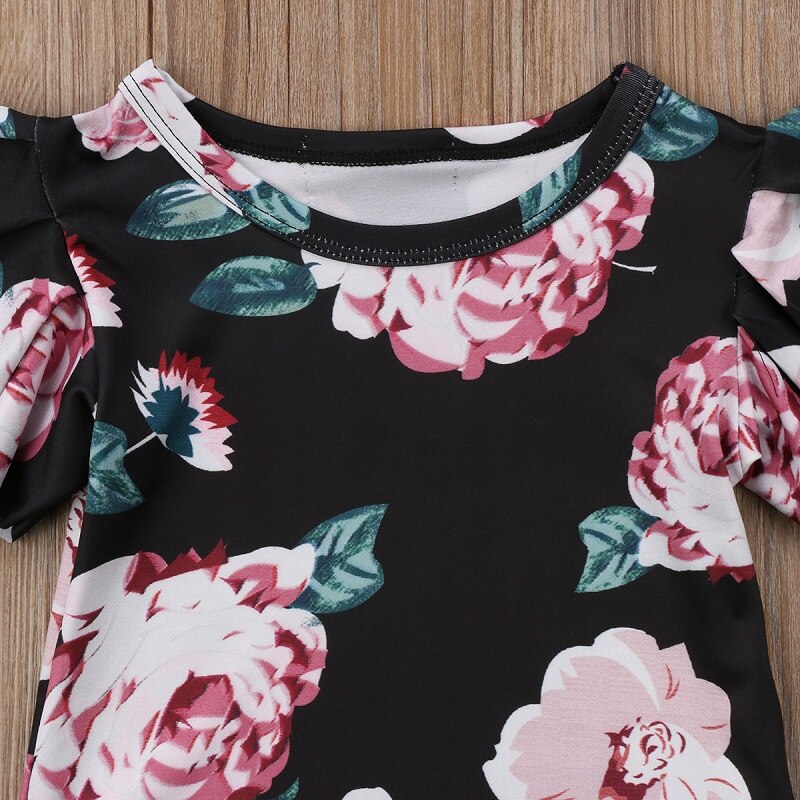 Summer Floral Girls Suit Infant Baby Girls Bodysuit Short Sleeve Cotton Jumpsuit Outfits Clothes Sunsuit Playsuit - ebowsos