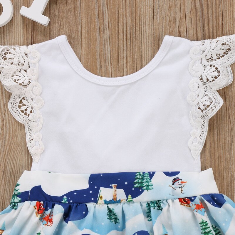 Summer Girls Party Dress Baby Girls Toddler Kids Xmas Lace Romper Dress Party Dresses Costume - ebowsos