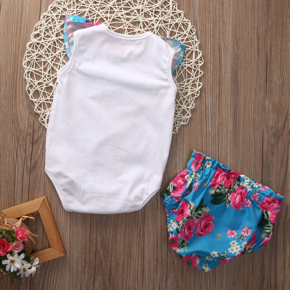 Summer Infant Baby Girls Bow Bodysuit+Pants Floral Bodysuit Sunsuit Outfits Clothes - ebowsos