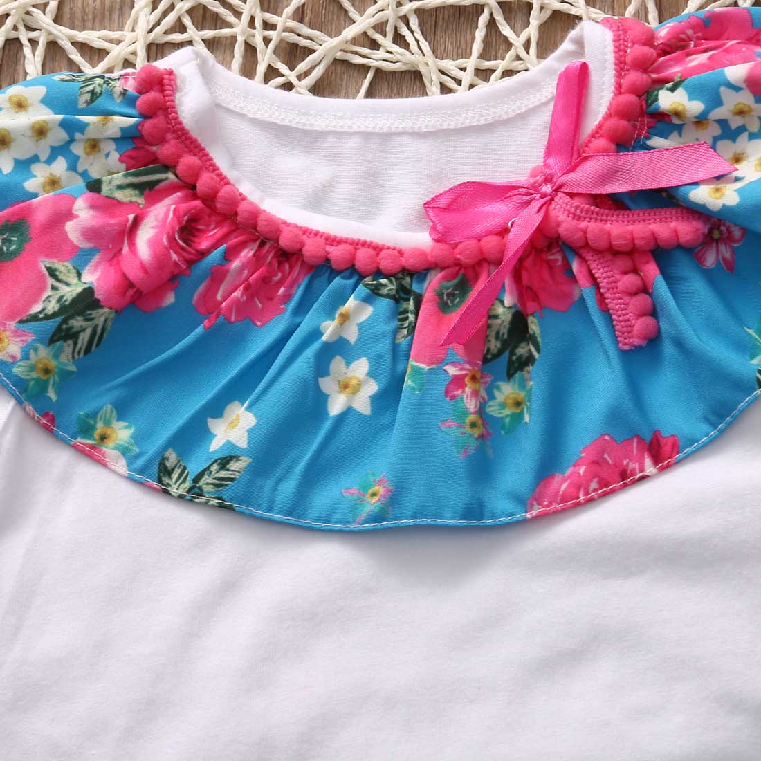 Summer Infant Baby Girls Bow Bodysuit+Pants Floral Bodysuit Sunsuit Outfits Clothes - ebowsos