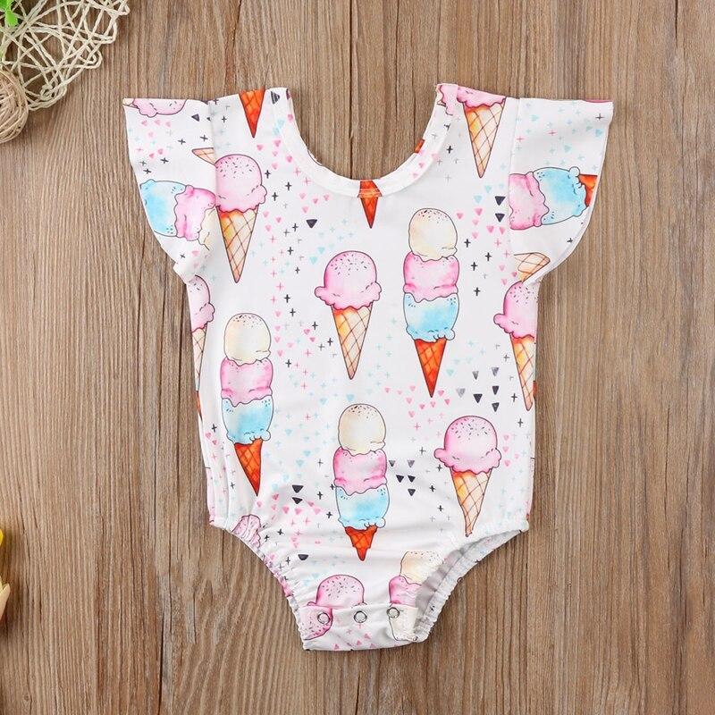 Summer Infant Baby Girls Ice Cream Bodysuit Cute Jumpsuit Outfits Sunsuit Set Summer Children Clothing - ebowsos