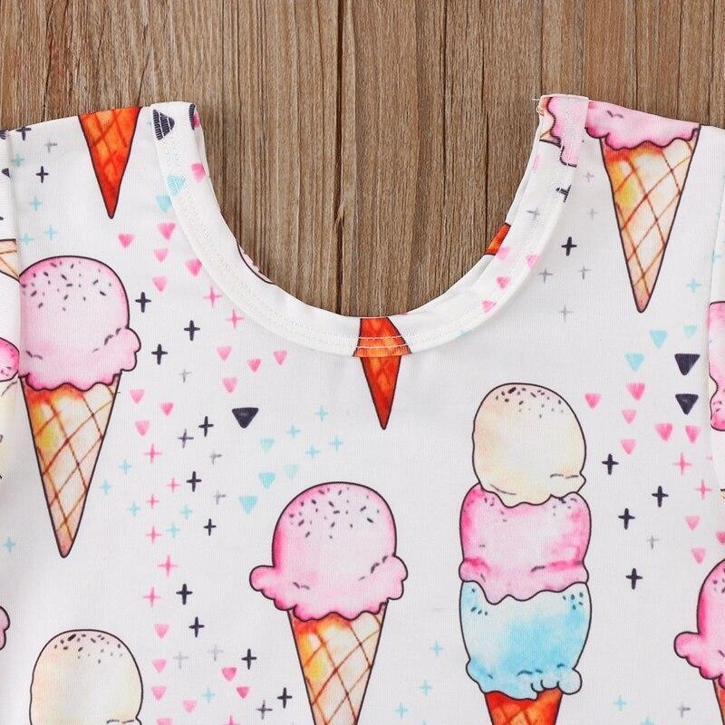 Summer Infant Baby Girls Ice Cream Bodysuit Cute Jumpsuit Outfits Sunsuit Set Summer Children Clothing - ebowsos