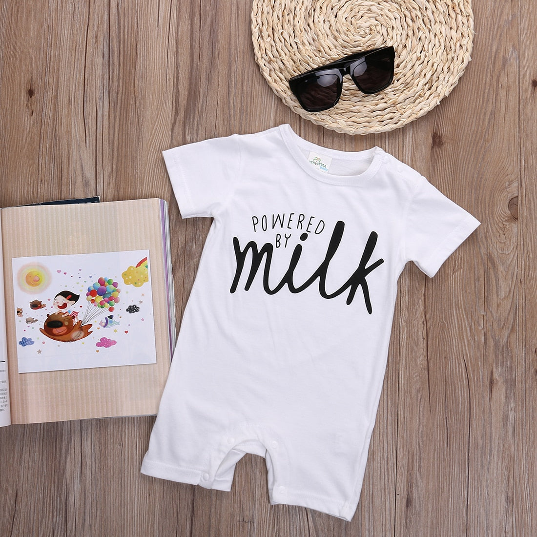 Summer Infant Kids Baby Girl Boy Short Sleeve Cotton  Bodysuit Letter Jumpsuit Outfits - ebowsos