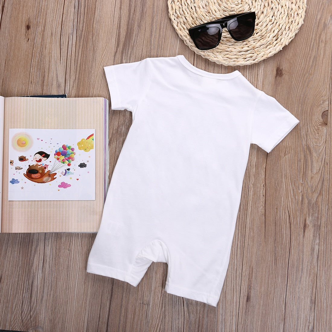 Summer Infant Kids Baby Girl Boy Short Sleeve Cotton  Bodysuit Letter Jumpsuit Outfits - ebowsos