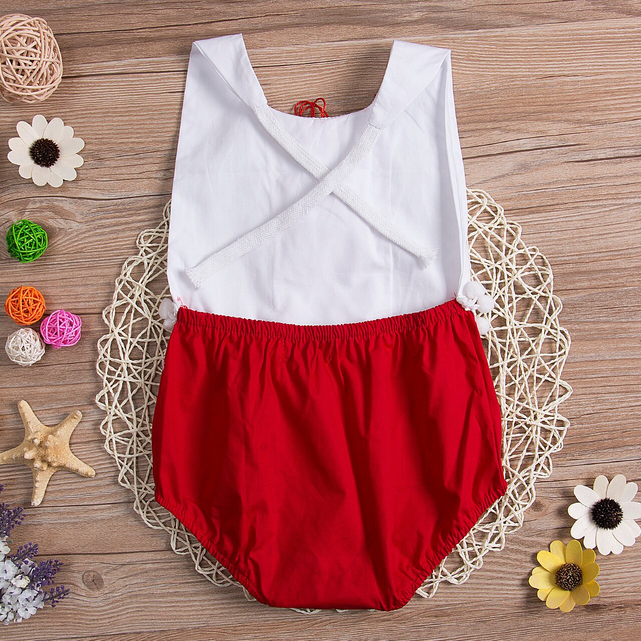 Summer Infant Kids Baby Girls Sleeveless Bodysuit Red Clothes Outfits 0-24M - ebowsos