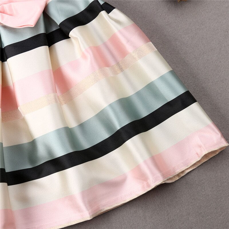 Summer Kids Baby Bowknot Striped Girls Sleeveless Dress Formal Gown Party Pageant Dresses - ebowsos