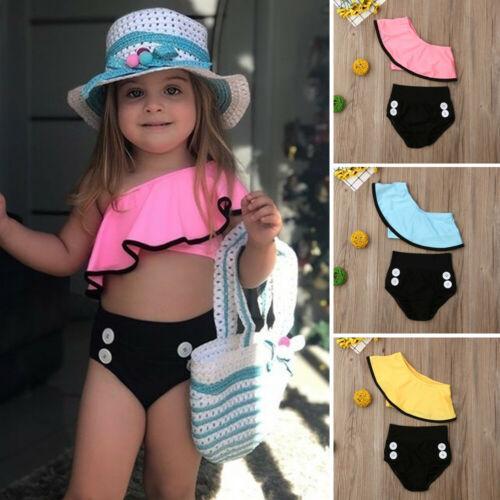 Summer Kids Baby Girls Ruffle Bikini Set Swimsuit Swimwear Cute Swimming - ebowsos