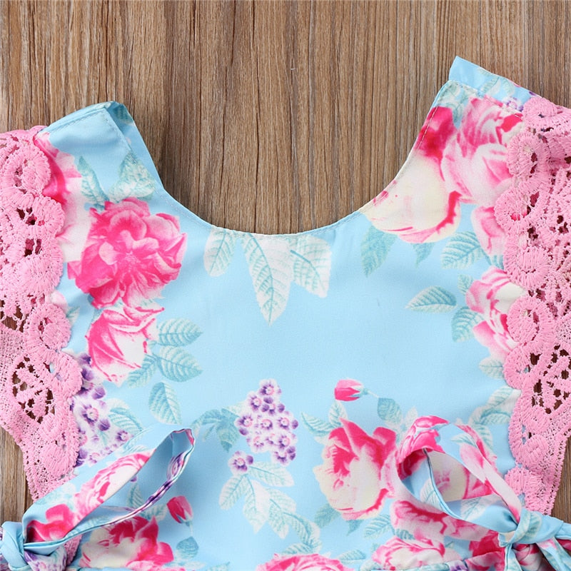 Summer Kids Girl Clothes Newborn Infant Toddler Baby Girl Sleeveless Romper Jumpsuit Floral Print Outfits - ebowsos