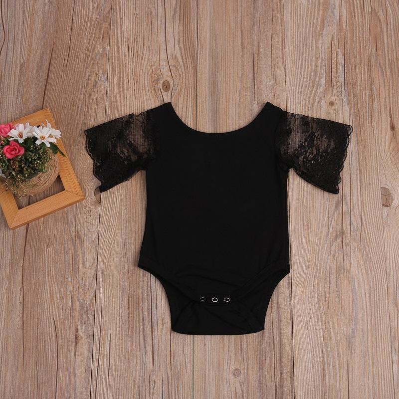 Summer Lace Girls Suit Cute Baby Girls Flower Bodysuit Short Sleeve Cotton Jumpsuit Sunsuit Outfit Clothes - ebowsos