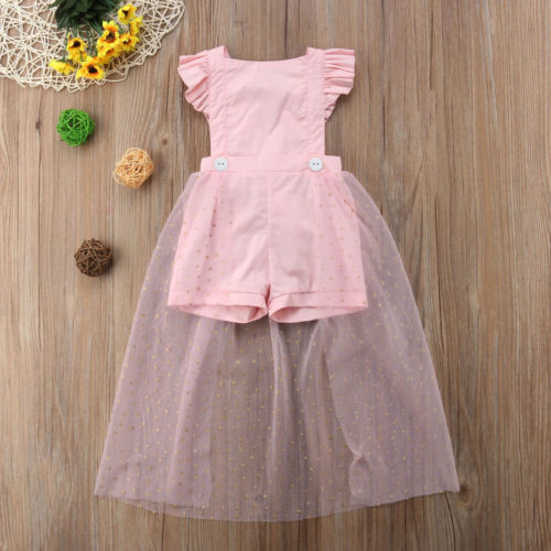 Summer New Fashion Infant Romper Tulle Dress Toddler Girls Birthday Holiday Party Girls Dresses Jumpsuits - ebowsos