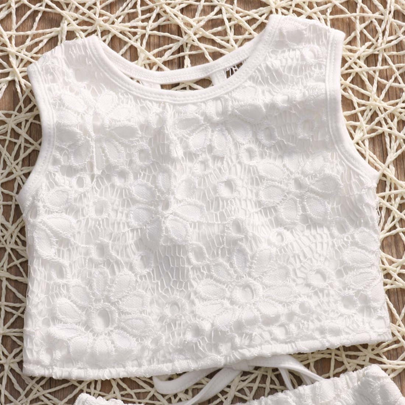 Summer New Style Baby Girls Clothes Sets Pirncess Kids Girl Lace Tops Shirt Shorts Summer Outfits Set Clothes - ebowsos