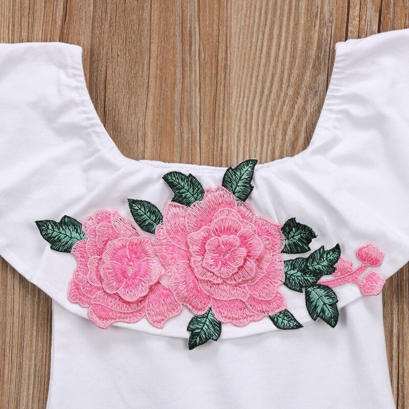 Summer New Style Baby Girls Clothes Sets Toddler Kids Baby Girls Floral Tops Denim Shorts Pants 2pcs Clothes Outfits Set - ebowsos