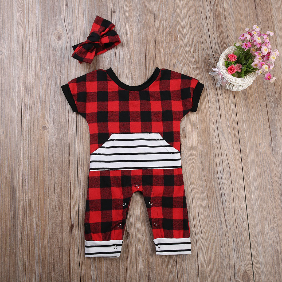 Summer Newborn Baby Boy Girl Romper Jumpsuit  Headband 2Pcs Set Clothes - ebowsos