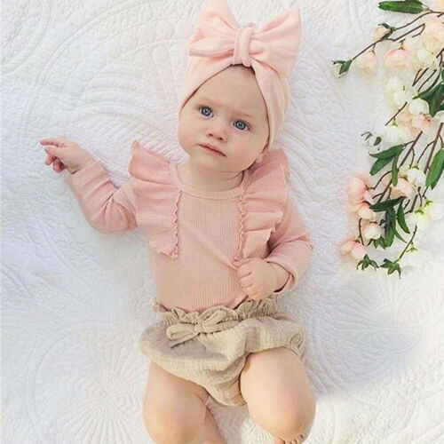 Summer Newborn Baby Girl Clothes Ruffle Top T-Shirt Shorts Briefs 3PCS Outfit - ebowsos