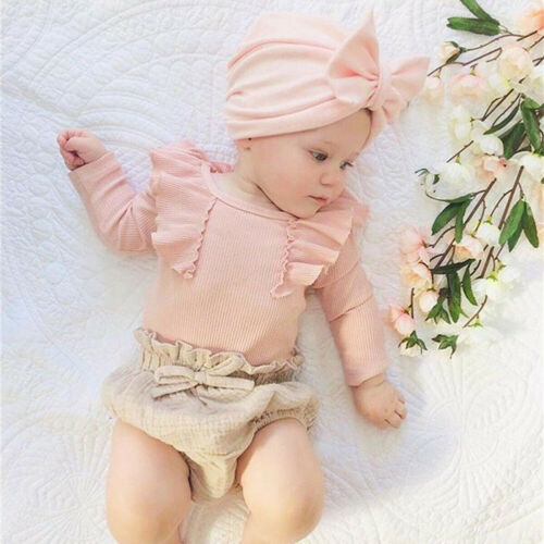 Summer Newborn Baby Girl Clothes Ruffle Top T-Shirt Shorts Briefs 3PCS Outfit - ebowsos