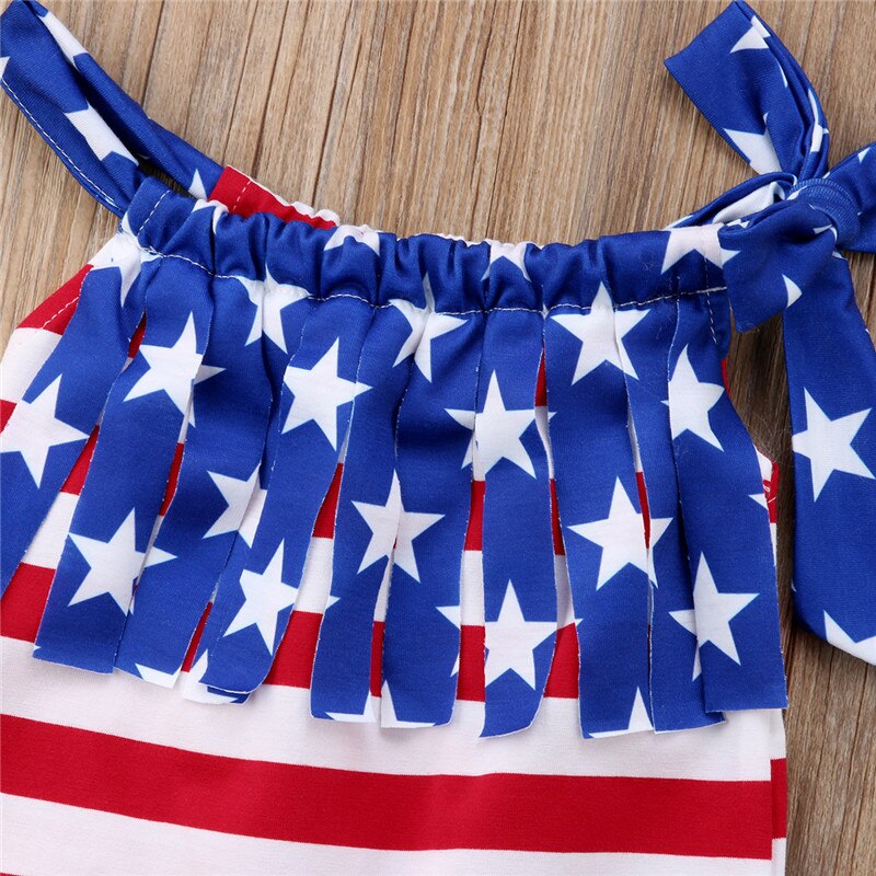 Summer Newborn Baby Girls American Flag Print Rompers National day 4th July - ebowsos