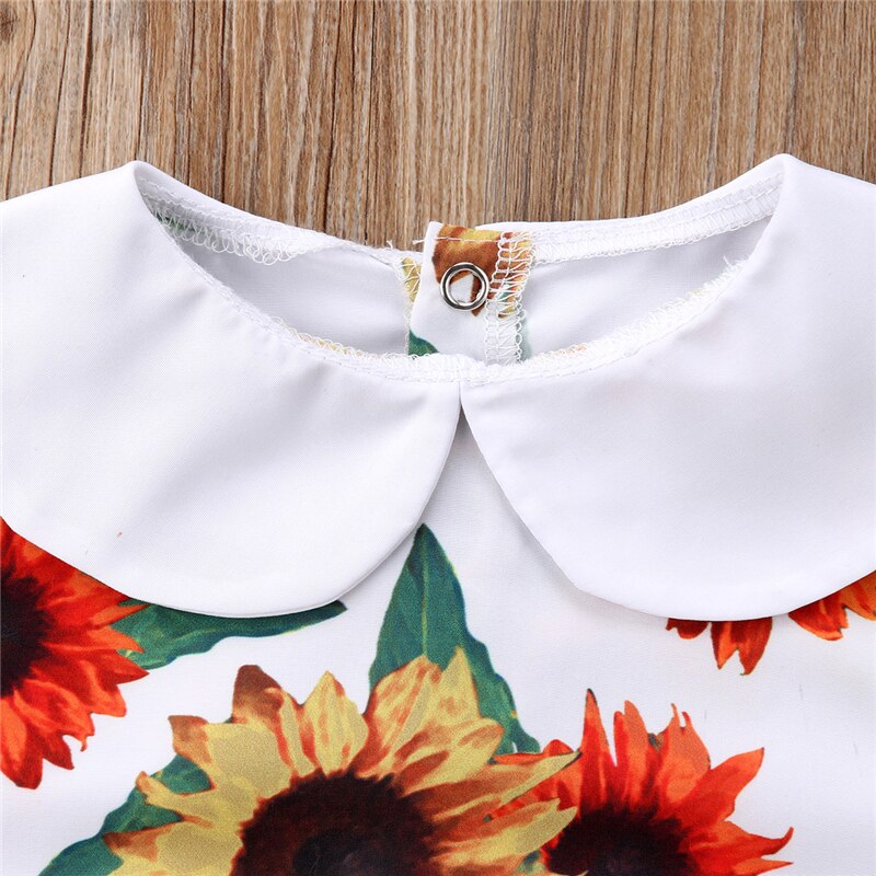 Summer Newborn Baby Girls Cute Sunflower Sleeveless Romper Tutu Jumpsuit Outfits Clothes - ebowsos