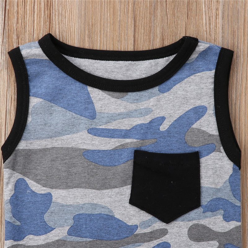 Summer Newborn Infant Baby Boy Girl Camo Tops Sleeveless T-shirt+Short Pants 2Pcs Summer Clothes - ebowsos