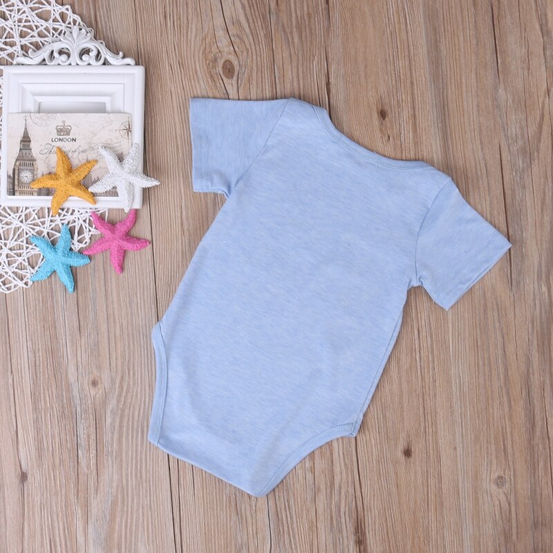 Summer Newborn Infant Baby Boys Girls Jumpsuit Bodysuit Children Short Sleeve Letter Cotton One-piece Clothes - ebowsos