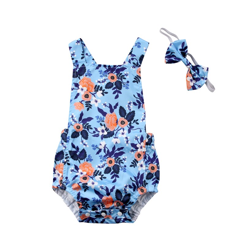 Summer Newborn Infant Toddler Baby Kids Girls Romper Clothes Sleeveless Backless Jumpsuit Sunsuit - ebowsos