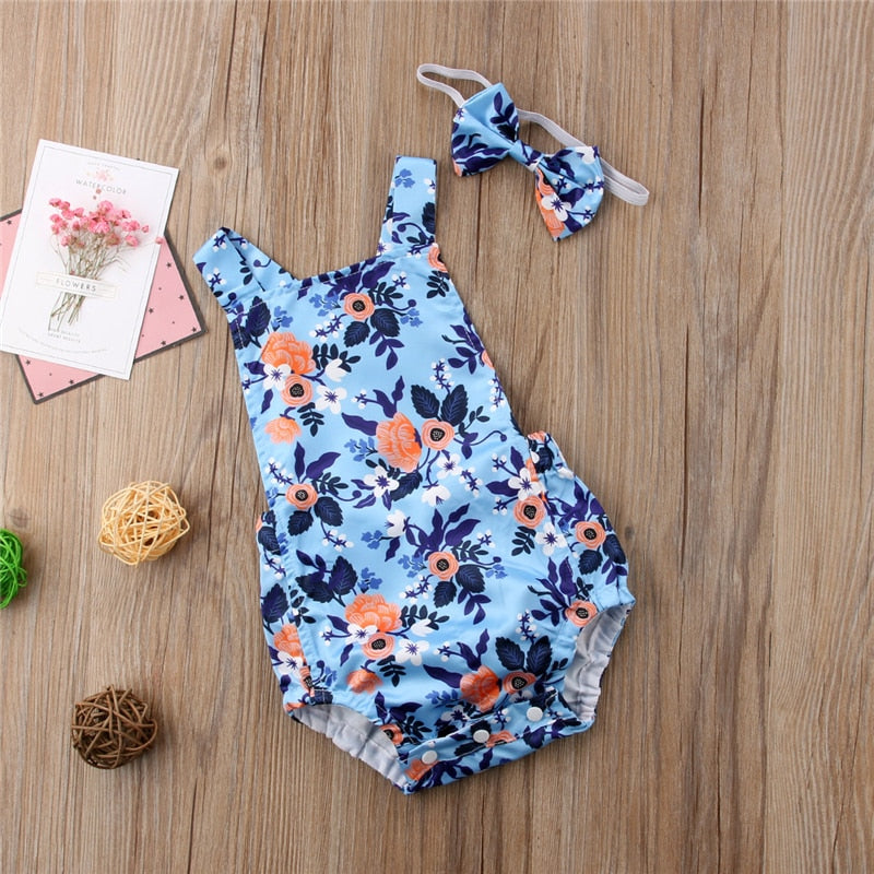 Summer Newborn Infant Toddler Baby Kids Girls Romper Clothes Sleeveless Backless Jumpsuit Sunsuit - ebowsos