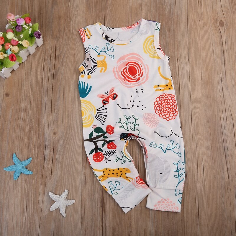 Summer Newborn Kid Baby Boy Girl Floral Animal Clothes Jumpsuit Romper Sunsuit Outfit Princess Clothing - ebowsos