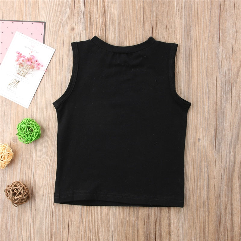 Summer Newborn Kids Boy Girl Letters Tops Casual Sleeveless Crop Vest Shirt Loose - ebowsos