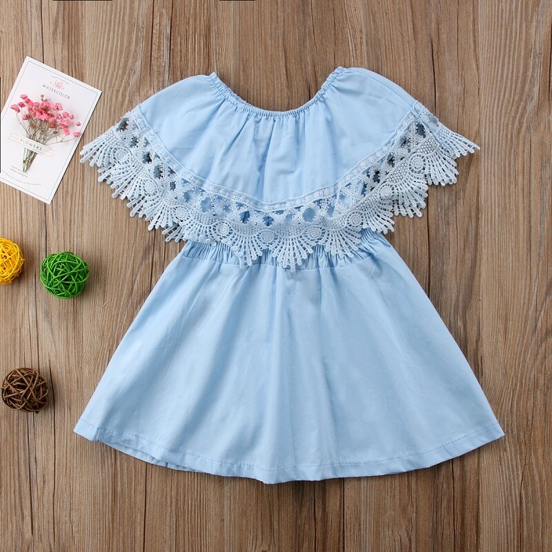 Summer Newborn Toddler Kids Baby Girl Lace Ruffle Sleeve Embroidery Flower princess Dresses Party Dress Sundress Clothes - ebowsos