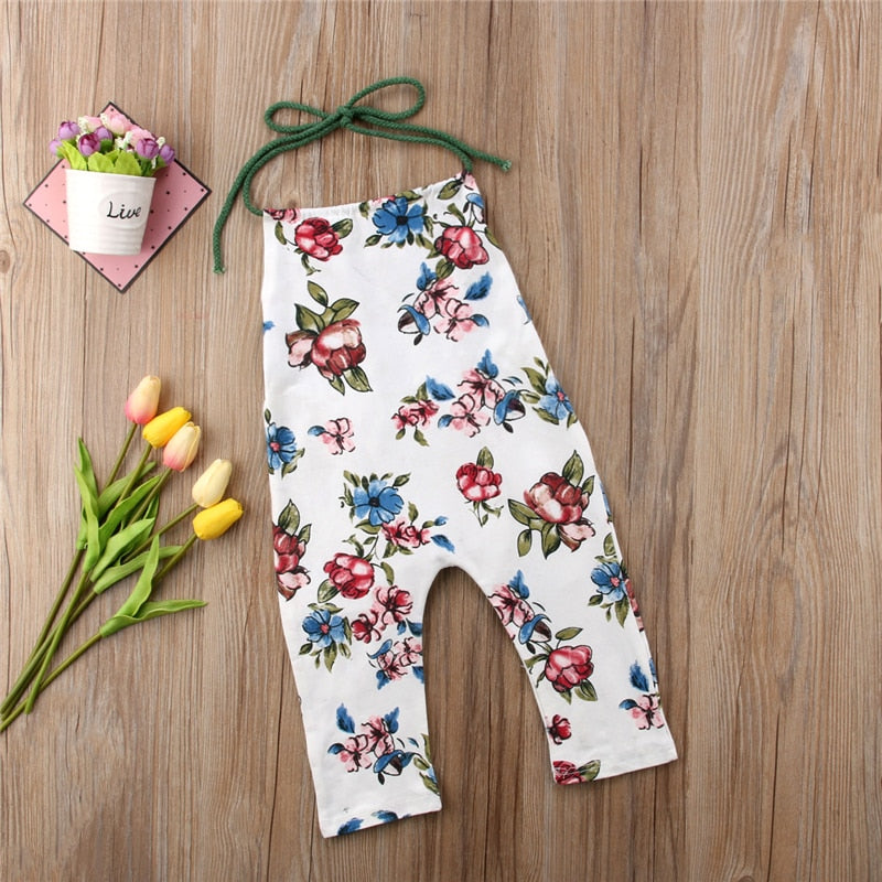 Summer Newborn Toddler Kids Baby Girls Flower Clothing Sleeveless Romper Jumpsuit Playsuit Outfits Sunsuit Backless Clothes - ebowsos