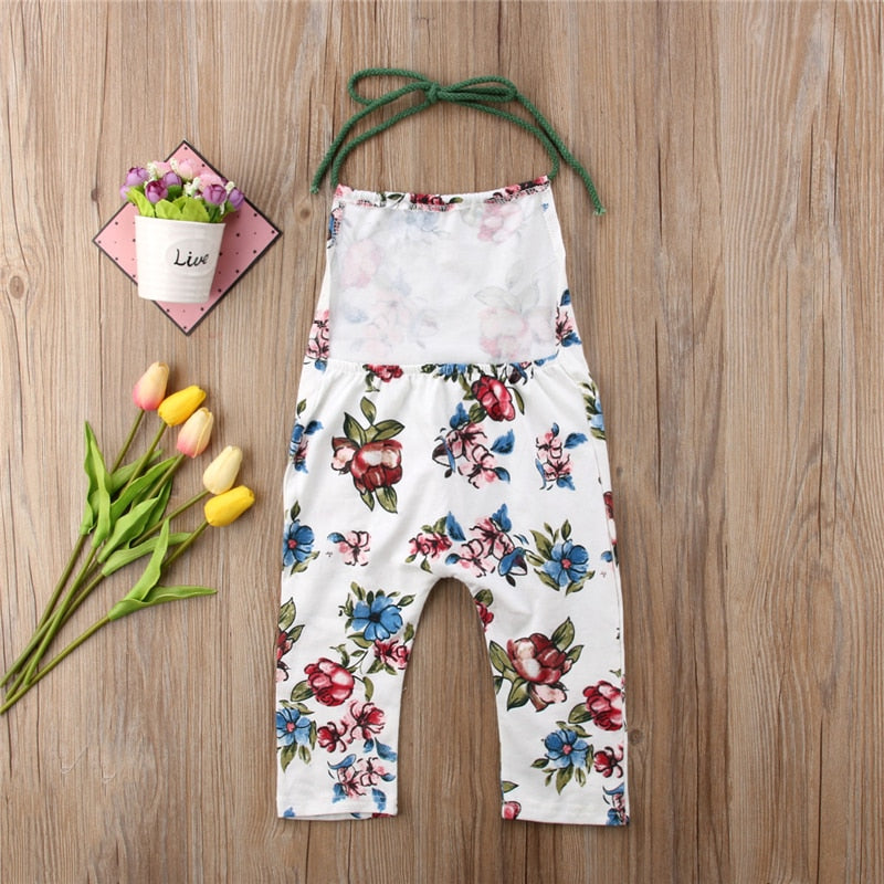 Summer Newborn Toddler Kids Baby Girls Flower Clothing Sleeveless Romper Jumpsuit Playsuit Outfits Sunsuit Backless Clothes - ebowsos