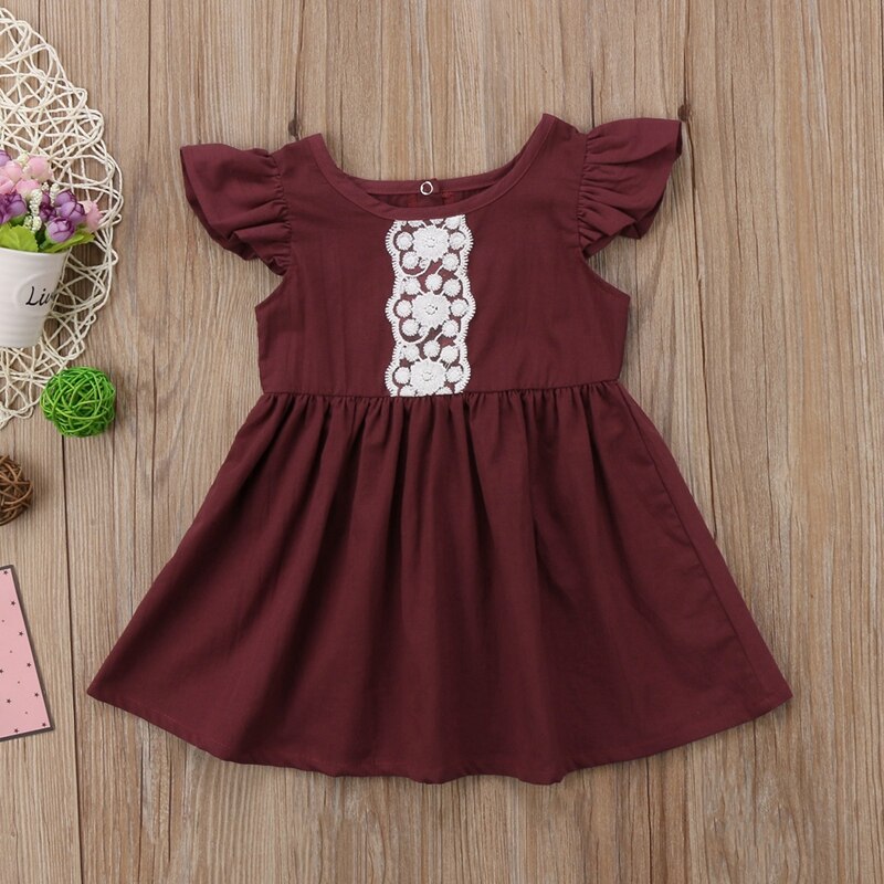 Summer Pirncess Dresses For Girls Newborn Baby Kids Girls Short Sleeve Lace Dress Party Sundress Dresses - ebowsos