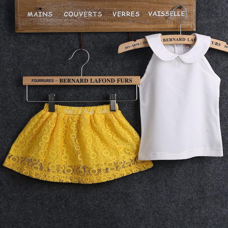 Summer Princess Baby Girl Clothes Sets  Kid Baby Girls Sleeveless T-shirt Clothes+Skater Dress Short Mini Skirt Outfit - ebowsos