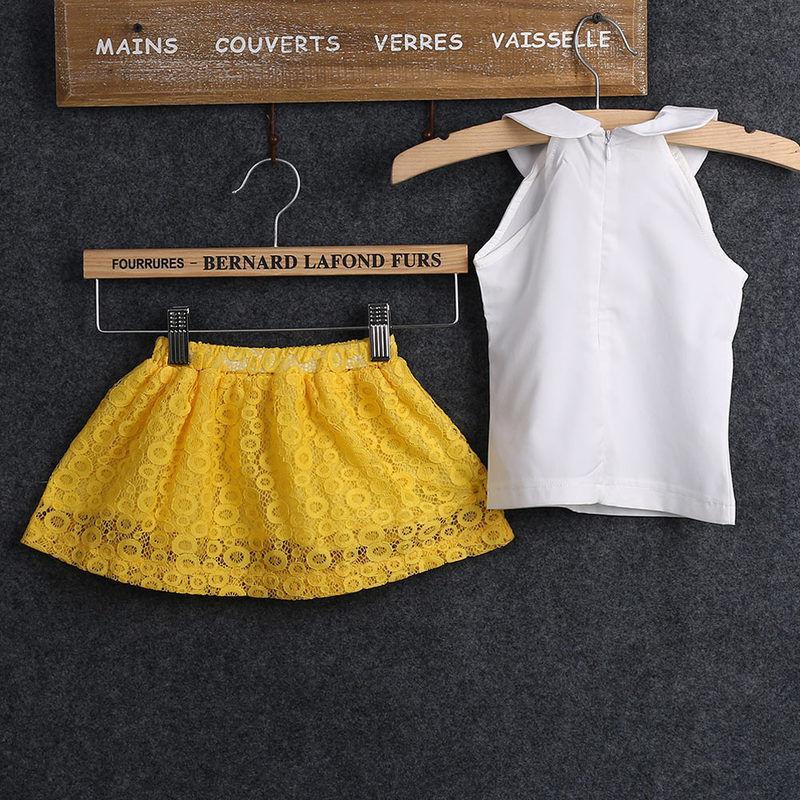 Summer Princess Baby Girl Clothes Sets  Kid Baby Girls Sleeveless T-shirt Clothes+Skater Dress Short Mini Skirt Outfit - ebowsos