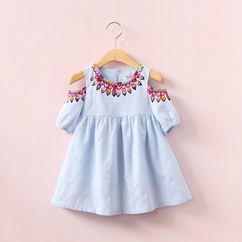 Summer Sundress Cotton Toddler Kids Baby Girls Floral Short Sleeve Strapless Mini Dress Princess Party Pageant Bowknot Dresses - ebowsos