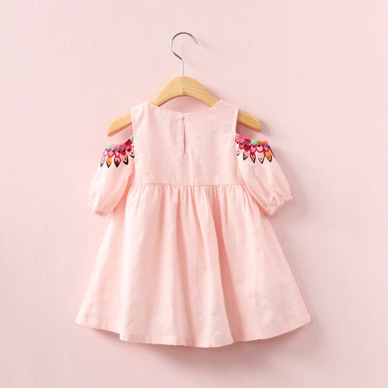 Summer Sundress Cotton Toddler Kids Baby Girls Floral Short Sleeve Strapless Mini Dress Princess Party Pageant Bowknot Dresses - ebowsos