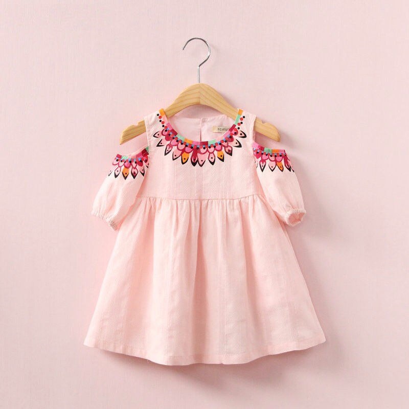 Summer Sundress Cotton Toddler Kids Baby Girls Floral Short Sleeve Strapless Mini Dress Princess Party Pageant Bowknot Dresses - ebowsos