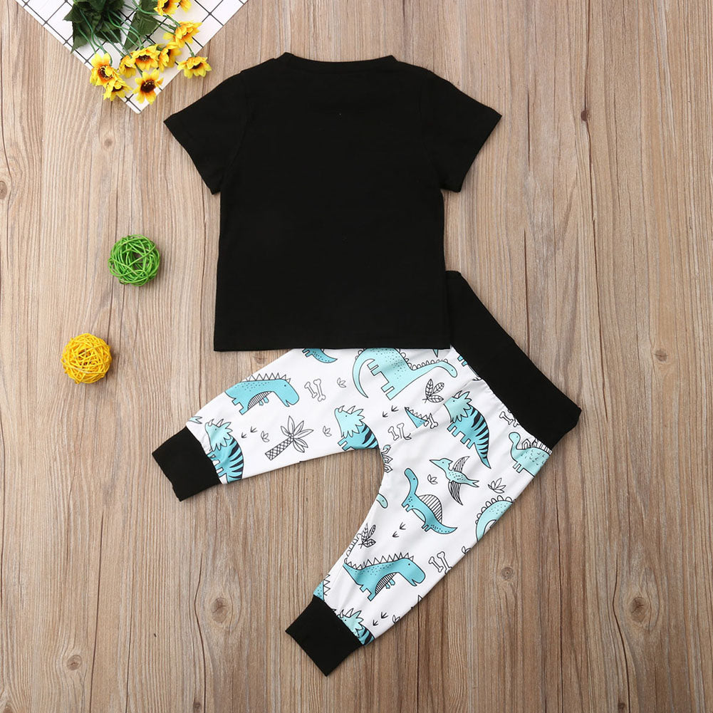 Summer Toddler Baby Boys Dinosaur T-Shirt Tops Long Pants 2Pcs Outfits Set Clothes - ebowsos