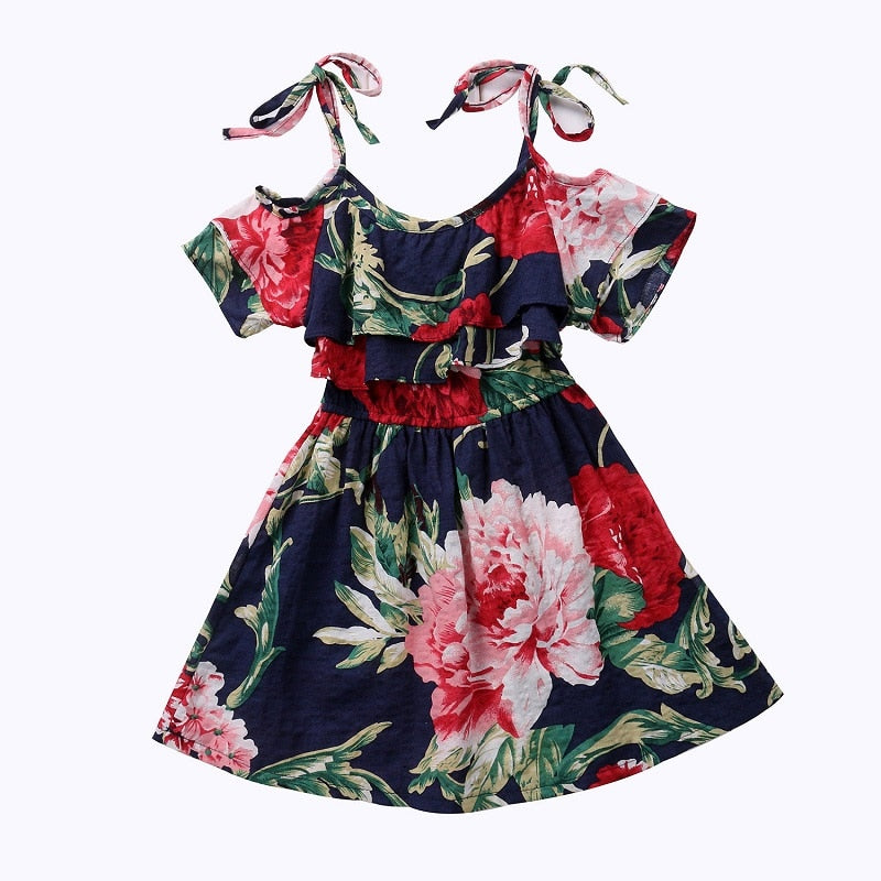 Summer Toddler Baby Girls Skater Dress Kids Floral Princess Party Dresses Beach - ebowsos