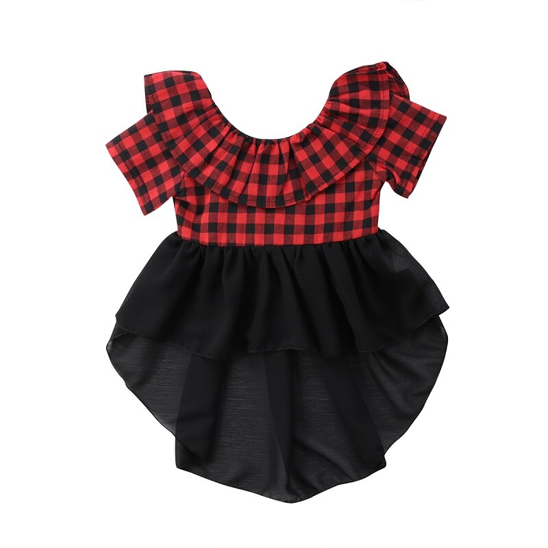 Summer Toddler Kids Baby Girls Ruffled Lattice Gauze Tutu Short Sleeve Dress Princess Party Tops Dresses - ebowsos