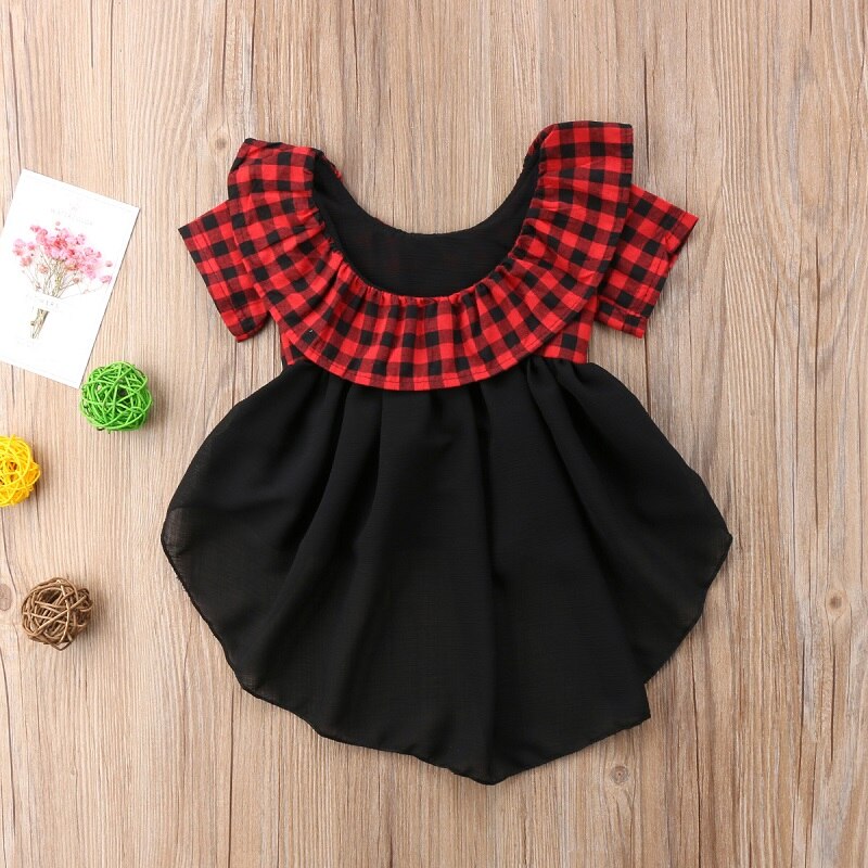 Summer Toddler Kids Baby Girls Ruffled Lattice Gauze Tutu Short Sleeve Dress Princess Party Tops Dresses - ebowsos