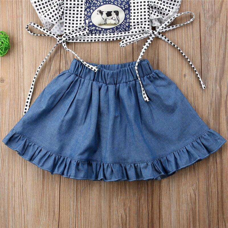 Summer Toddler Kids Baby Girls short Ruffled Sleeveless T-shirt Tops+Mini Skirt Dress 2Pcs Outfits Clothes  Set - ebowsos